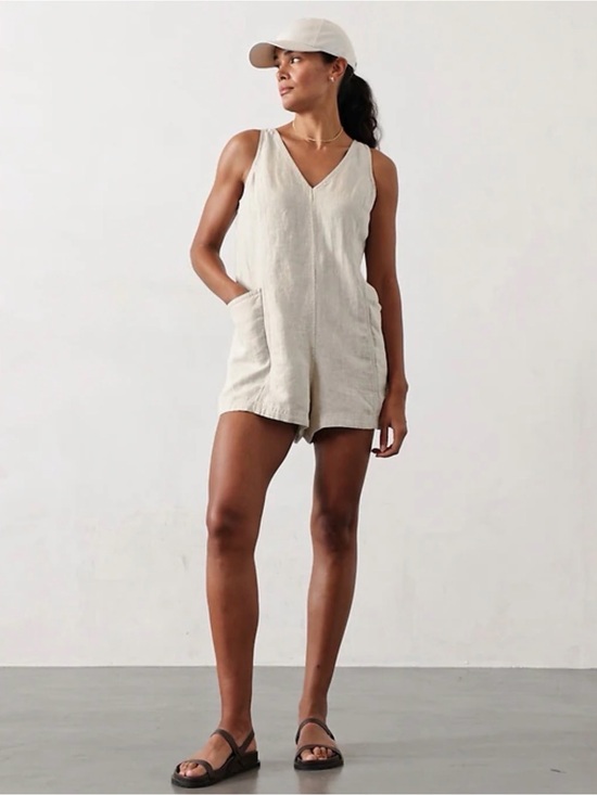 Athleta Pants - Athleta Retreat Linen V Neck Romper